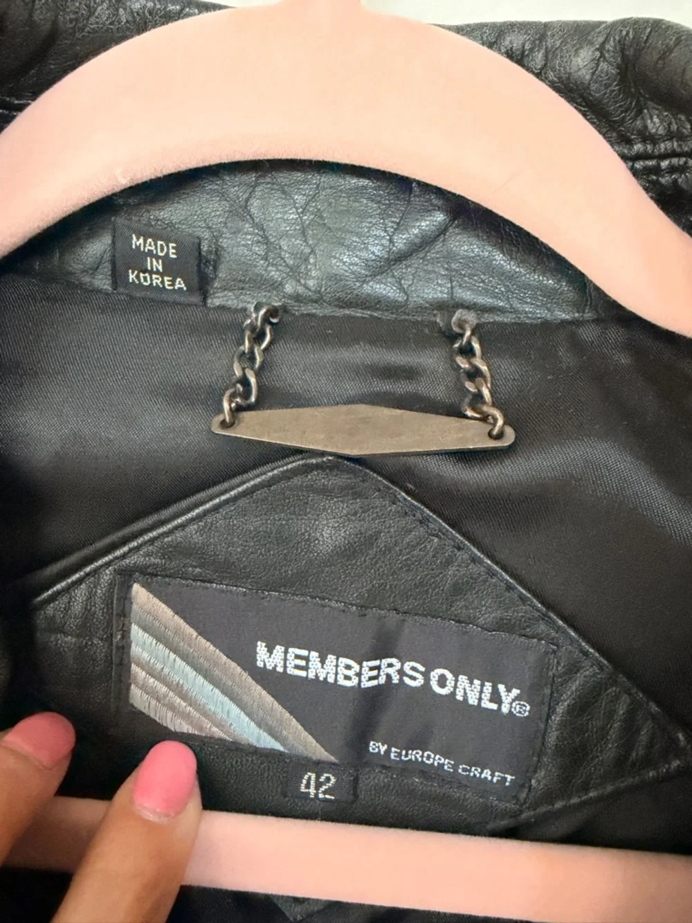 Members Only Black Leather Flight-Style Bomber Jacket‎ Classic Retro Biker M 42